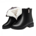 Black Ankle Boots Woman Winter 2022 Platform Heels Luxury Designer Shoes Ladies Zip Authentic Leather Elegant Snow Fur Booties