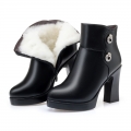 Platform Boots Woman Winter 2022 Designer Shoes Ladies Chunky Snow Ankle Boots Female High Heels Elegant Short Leather Booties