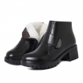 Platform Heels Snow Boots Woman Winter 2022 Elegant Medium Heel Women's Shoes Chunky Short Leather Ankle Boots Female Large Size
