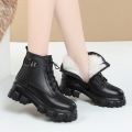 Designer Ankle Boots Female Short Leather Platform Boots Woman Winter 2022 Black Elegant Shoes Women Heels Booties